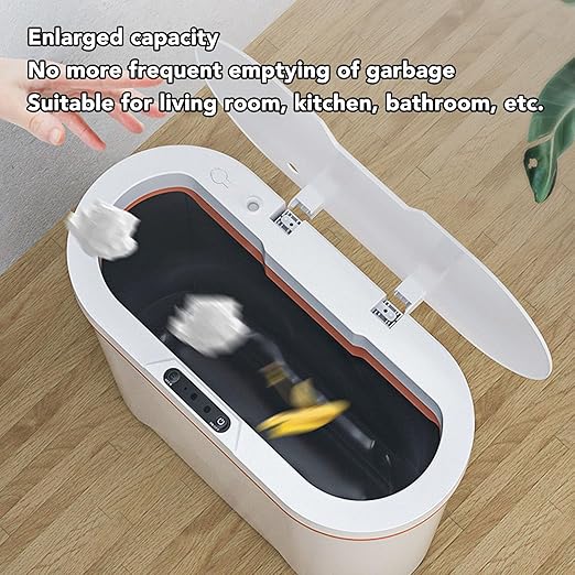 TOPINCN Home Diffuser Auto Trash Can Bathroom Crack Deodorizer 15L White Minimalistic Plastic Fragrant Room Diffuser Home Freshness Garbage Scent Restroom Wastebaskets