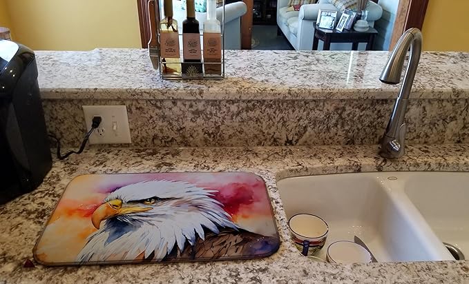 Caroline's Treasures DAC3214DDM Eagle Dish Drying Mat Absorbent Dish Drying Mat Pad for Kitchen Counter Dish Drainer Mat for Countertop 14 x 21 Multicolor