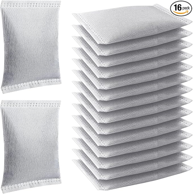 16 Pcs Activated Charcoal Odor Absorbing Filter Refills Compatible with 8 Gallon &amp Larger Trash Cans Long-Lasting Deodorizer Replacement for Kitchen/Bathroom Use