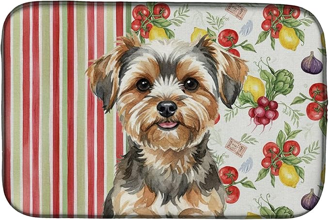 Caroline's Treasures Yorkiepoo Vegetables Dish Drying Mat Absorbent Dish Drying Mat Pad for Kitchen Counter Dish Drainer Mat for Countertop 14 x 21 Multicolor