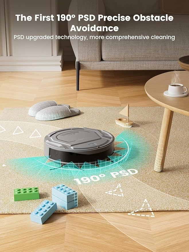 Lefant Robot Vacuum Cleaner 120 Mins Runtime Compact Design Low Noise Powerful Suction Wi-Fi/App/Voice Control Self-Charging Scheduled Cleaning Ideal for Pet Hair and Hard Floors M210 Black