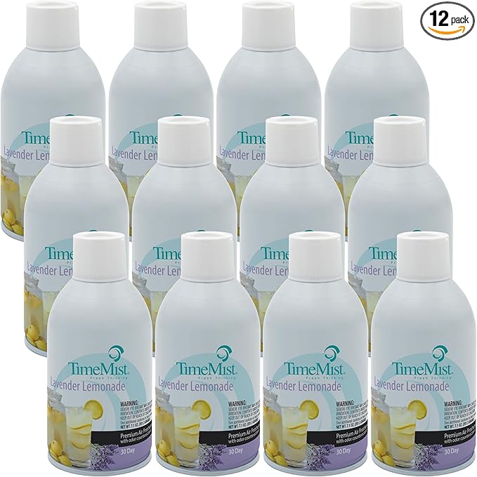 TimeMist Premium Metered Air Freshener Refill - Lavender Lemon - 7.1 oz (Case of 12) - 1042757- Lasts Up To 30 Days and Neutralizes Tough Unwanted Odors