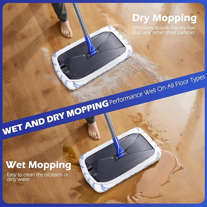 Masthome 36 Commercial Mop with 3 Microfiber Pads &ampMicrofiber Mop for Dry and Wet Use-1 Cleaning Scraper Included- Home &amp Office Suitable