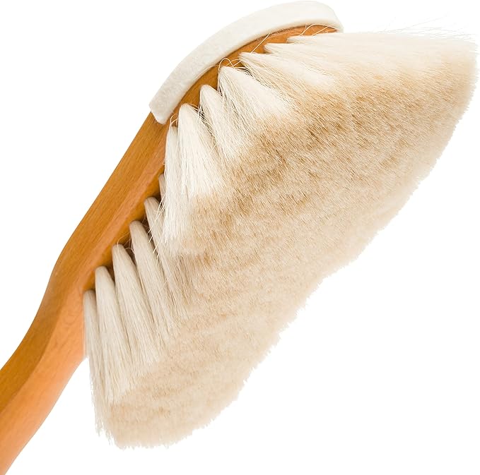 REDECKER S-Shaped Dust Brush with Goat Hair Bristles and Waxed Beechwood Handle Made in Germany - Dust Brush for Books - Goat Hair Dusting Brush