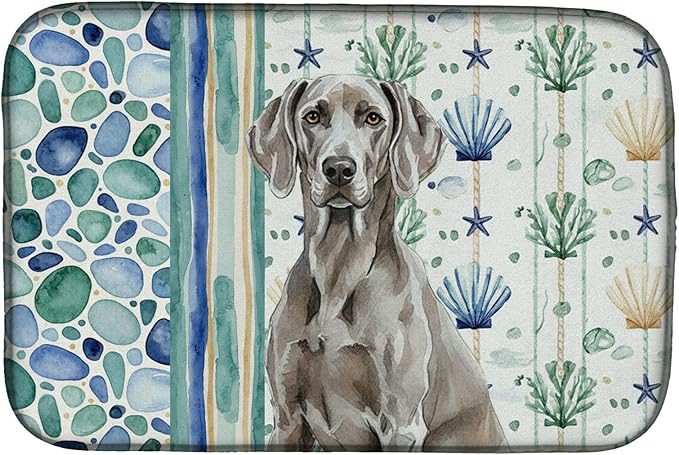 Caroline's Treasures Weimaraner Coastal Sea Glass Dish Drying Mat Absorbent Dish Drying Mat Pad for Kitchen Counter Dish Drainer Mat for Countertop 14 x 21 Multicolor