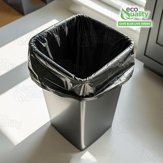 Strong Trash Bags Wastebasket Receptacle Can Liner Large 40-45 Gallon by EcoQuality 25 Count 40 x 38 Garbage Bags Black For Kitchen Household Industrial Multi Purpose Office Backyard