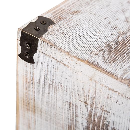 VERGOODR Farmhouse Style Wooden Square Trash Can with Cutout Handles Decorative Metal Wastebaskets for BedroomLiving Room Bathroom &amp OfficeWaste Bin Trash bin