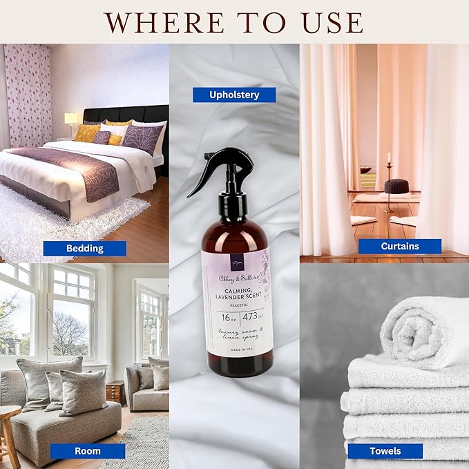 Abbey &amp Sullivan Linen Spray Peaceful Lavender Fabric Freshener and Fragrance Room Spray Pack of 2 16 oz