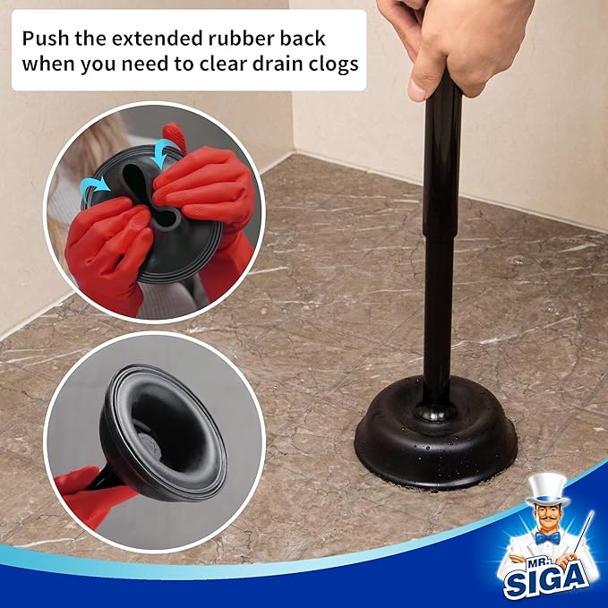 MR.SIGA Toilet Plunger with Holder Heavy Duty Toilet Plunger and Holder Combo for Bathroom Cleaning Black