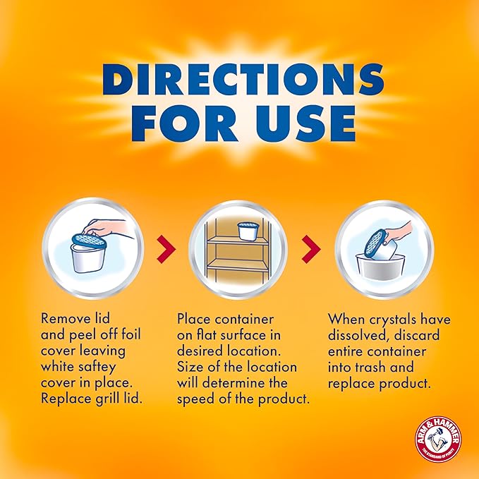 Arm &amp Hammer Essentials Disposable Moisture Absorber and Odor Eliminator Tub Fragrance Free 1 lb. Attracts and Traps Excess Moisture Ideal Closet Dehumidifier (Pack of 3)