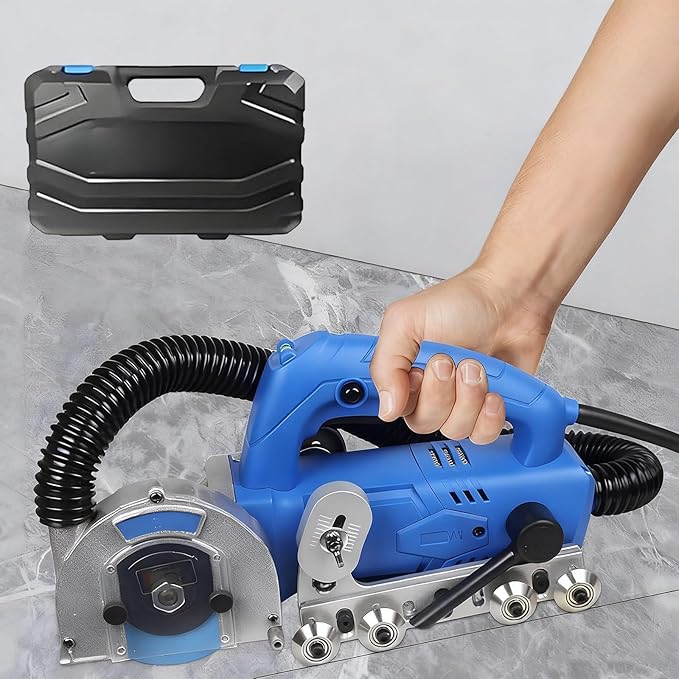 1200W Household Electric Tile Gaps Crevice Cleaning Machine Slotting Tool with 9000 RPM Tile Grout Cleaner with Saw Blade and Self-Cleaning Design Adjustable Depth