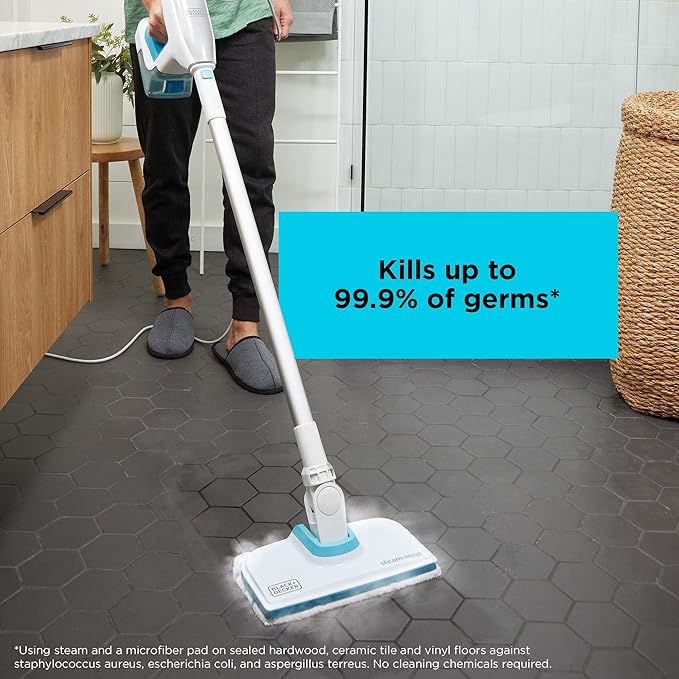 BLACK+DECKER Steam Mop Floor and Handheld Steamer Multi-Purpose Steam Cleaner with 6 Attachments Corded (BHSM15FX08)