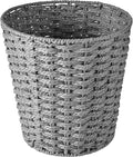 Zuvo Round Wicker Waste Basket Paper Bin - Wicker Trash Basket - Woven Trash Can Rubbish Basket for Bedroom Bathroom Offices or Home (Grey)