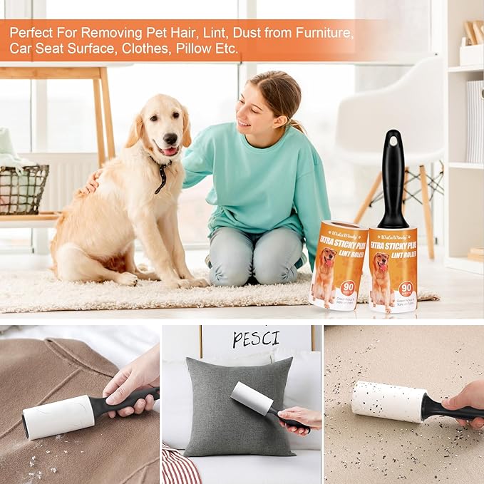 Lint Rollers for Pet Hair Sticky Remover for Couch Clothes Furniture and Carpet. Dog Hair Remover Cat Hair Animal Fur Fuzz Mega Value Set 21 Pack