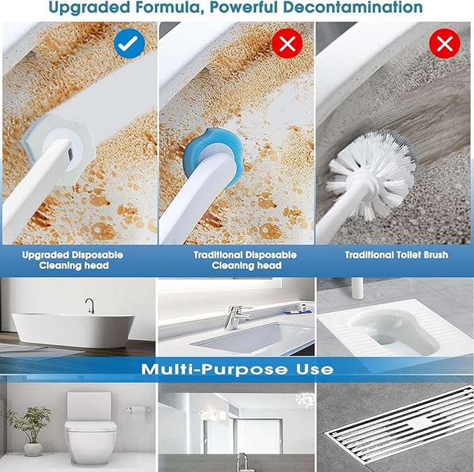 50 Count Toilet Wand Refills for Upgrade Scrubbing Fiber Cotton Brush Heads Compatible with Clorox Toilet Wand for Bathroom Efficient Cleaning