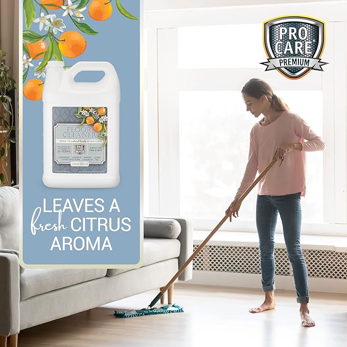 ProCare Floor Cleaner (Made in USA) | Tile Stone Laminate Vinyl &amp Natural Wood Floor Cleaner for Mopping Household Supplies Cleaning Solution with Citrus Aroma - 1 Gal (128 Fl Oz)