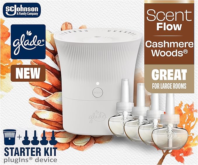Glade Scent Flow PlugIns Air Freshener Cashmere Woods 1 Device + 4 Refills 2.61 fl oz