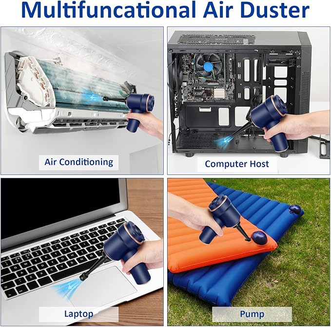 8Kpa Mini Handheld Vacuum Cleaner 120W High Power Cordless Keyboard Vacuum 2-in-1 Desk Vacuum &amp Air Duster with LED Light &amp Multi-Nozzles for Car Computer Sewing Machine