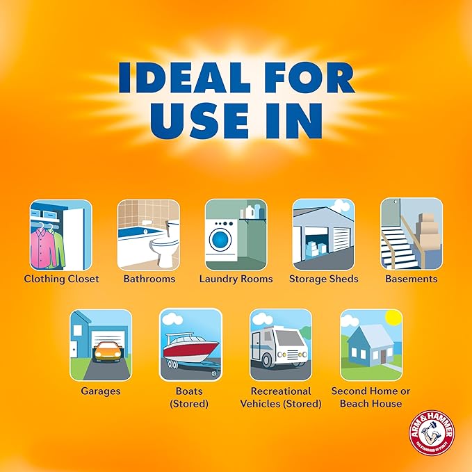 Arm &amp Hammer Essentials Disposable Moisture Absorber and Odor Eliminator Tub Fragrance Free 1 lb. Attracts and Traps Excess Moisture Ideal Closet Dehumidifier (Pack of 3)