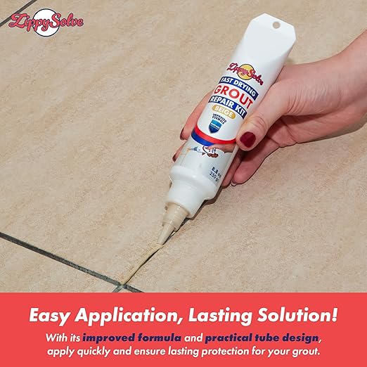 Tile Grout Repair Kit 2 Pack Grout Filler Restore &amp Renew Tile Joints Line Fast Drying Tile Grout Paint Squeeze Tube for Bathroom Shower Kitchen Floor Waterproof (17.6 oz Beige)