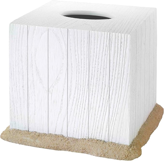 Avanti Linens - Tissue Box Cover Beach Inspired Bathroom Decor (Beach Mode Collection)