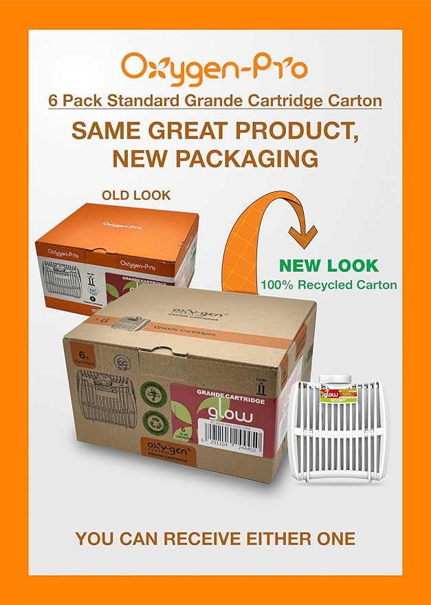 Oxygen-Pro - Glow Sweet Amaretto Strong Fragrance Cartridge For Oxy-Gen Powered Commercial Air Fresheners and Deodorizers (6)