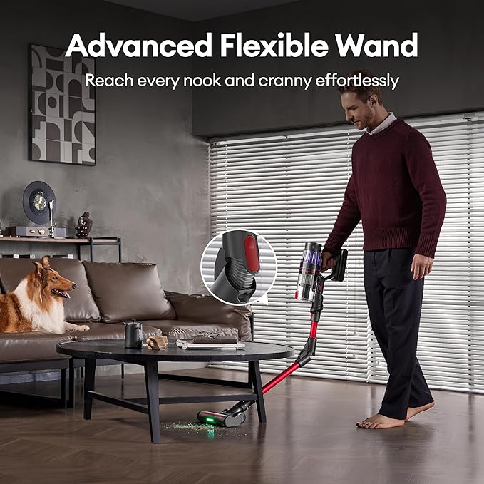 Ultenic Cordless Vacuum Cleaner 600W 55Kpa 60Mins Vacuum Cleaners for Home Cordless Stick Vacuum with 180°Bendable Wand Anti-Tangle Brush Charging Dock Vacuum for Pet Hair/Carpet/Floor/Car