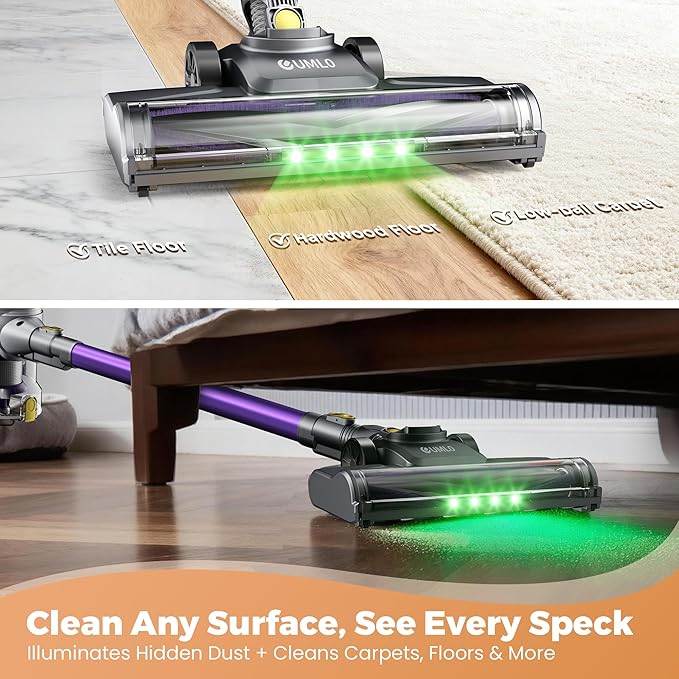 Cordless Vacuum Cleaner Stick Vacuum Cleaners for Home with 40Kpa Powerful Suction 45 Mins Runtime 1.6L Dust Box Anti-Tangle 8-in-1 Rechargeable Vacuum for Hardwood Floor Carpet Pet Hair