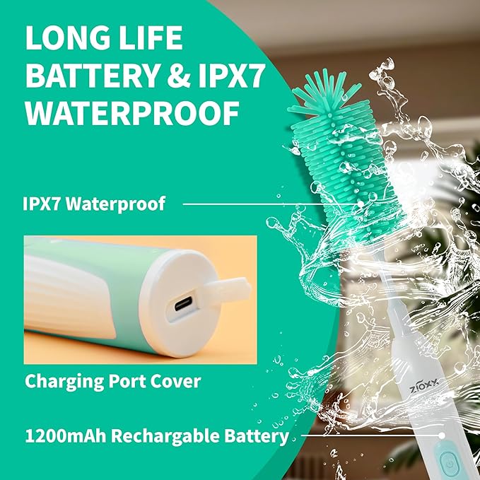 Electric Bottle Brush Cleaner Portable Electric Baby Bottle Brush Cleaner for Travel Rechargable Travel Bottle Cleaner Kit with Nipple &amp Straw Brush Perfect Mom Essentials After Birth Gift Gre