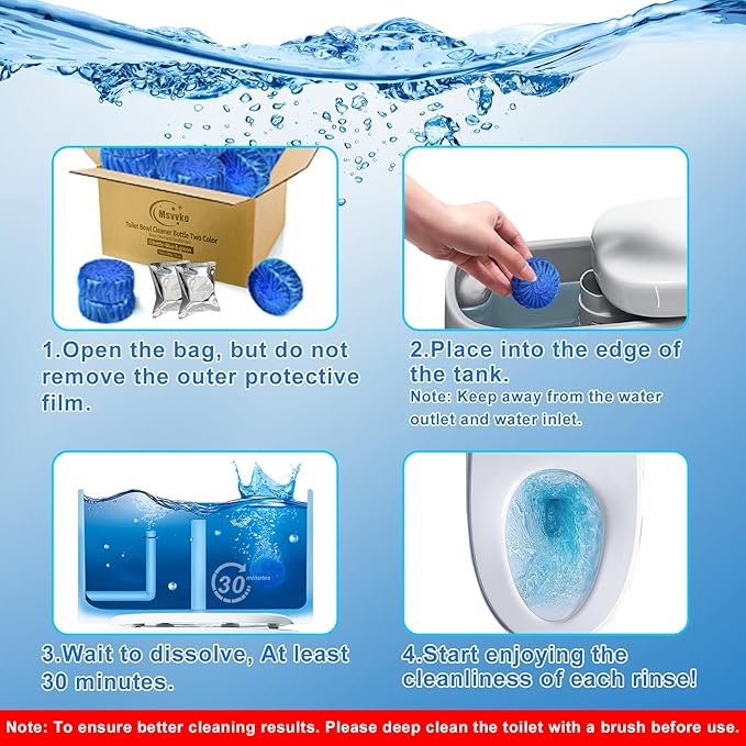 Toilet Bowl Cleaner Tablets 32 Packs-85oz Ultra-Clean Blue Cleaners for Deodorizing &amp Descaling Long-Lasting Automatic Toilet Tank Cleaners Against Tough Stains