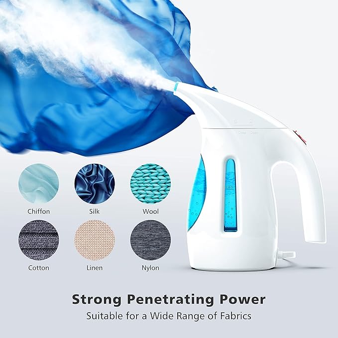 HiLIFE Steamer for Clothes Portable Handheld Clothing Steamer 240ml Big Capacity 700W Strong Power Fabric Quick Wrinkle Remover for Home Office Travel (ONLY FOR 120V)-Maya Blue