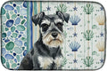 Caroline's Treasures Black &amp Silver Miniature Schnauzer Coastal Sea Glass Dish Drying Mat Absorbent Dish Drying Mat Pad for Kitchen Counter Dish Drainer Mat for Countertop 14 x 21 Multicolor