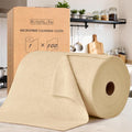 KitchLife Microfiber Cleaning Cloth Roll 100 Pack - Tear-Away Microfiber Paper Towels Lint-Free Reusable Washable for Kitchen Car Dishes and Sensitive Surfaces (Wheat)