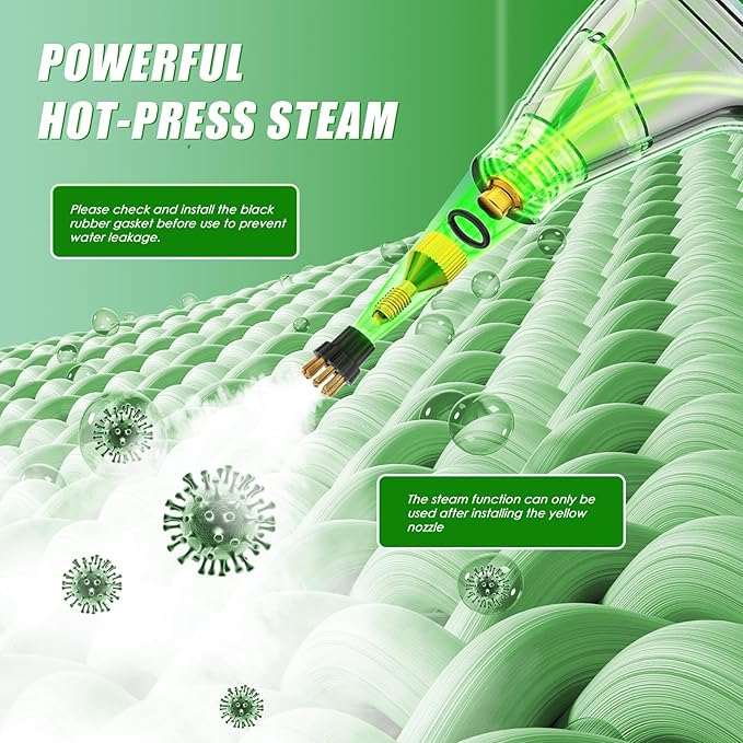 2500W Steam Cleaner for Home &amp Car 15s Heat-Up Handheld Steamer for Cleaning 1.2L Portable High Steam Cleaners 6-Level Steam Control with 14 pcs Accessories Kit for Car Floors Couches Grout