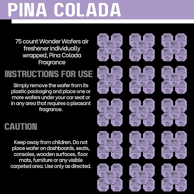 Wonder Wafers 75 count Air Fresheners Individually Wrapped Pina Colada Fragrance