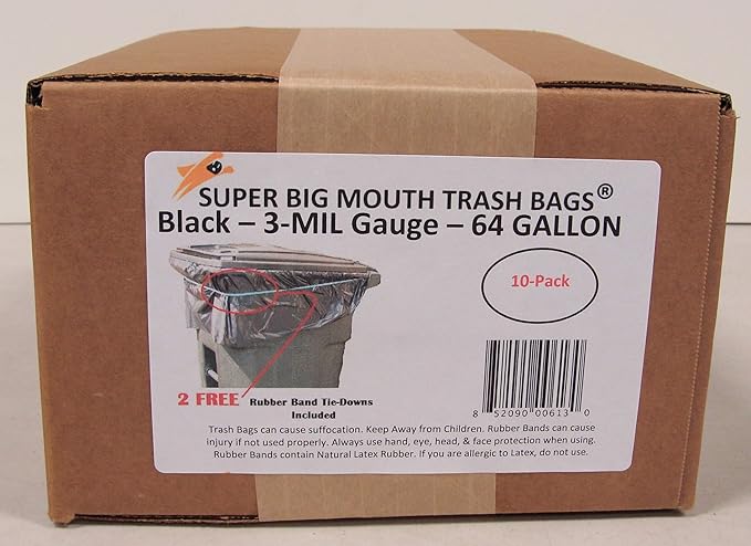 64 Gallon 10-Pack Plus 2 Free Rubber Tie Down Band