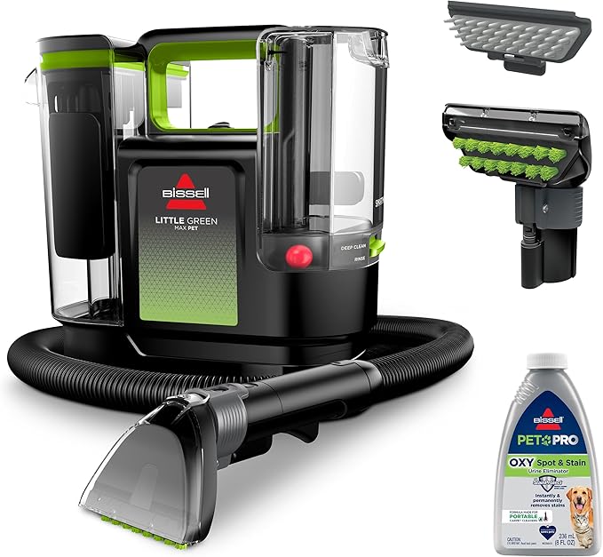 BISSELL® Little Green® Max Pet SmartMix Portable Carpet and Upholstery Deep Cleaner Car/Auto Detailer with SmartMix Technology Self-Cleaning Tough Stain Tool and Pet Hair Removal Tool 38572