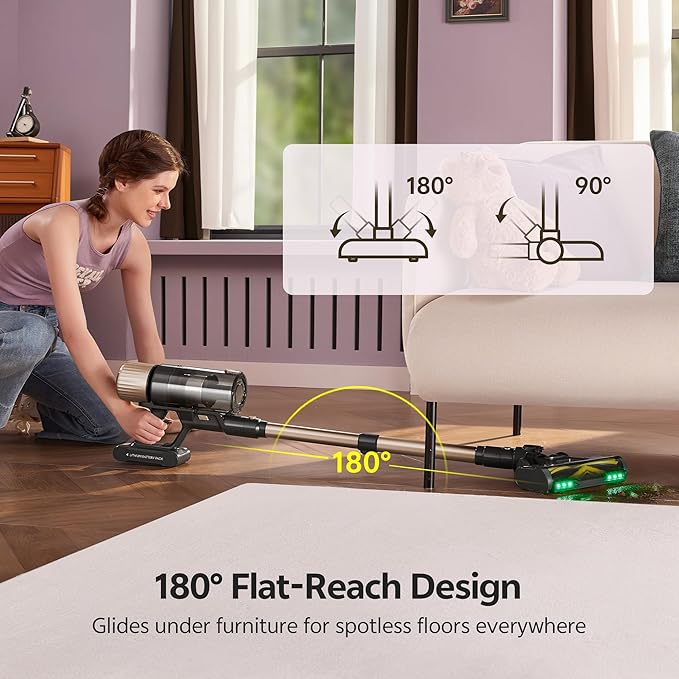 Ultenic Cordless Vacuum Cleaner 600W 60KPA 65Mins Vacuum Cleaners for Home Stick Vacuum Cordless with Touch Screen Self-Standing 180° Lay-Flat Anti-Tangle Brush for All Floors/Pet Hair/Carpets