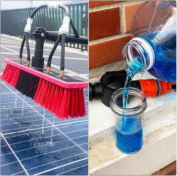 Extendable Telescopic Window Cleaning Pole with Water Fed Brush 6M Reach Ideal for Solar Panel Washing and Window Cleaning Kit with Soap Dispenser