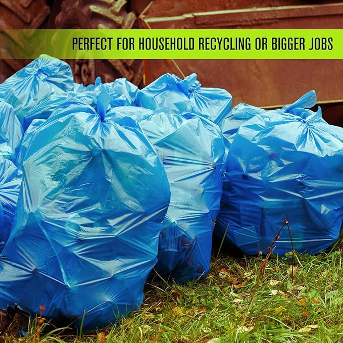 Aluf Plastics 40-45 Gallon 1.2 (Equivalent) MIL Blue Trash Garbage Recycling Bags - 33 x 46 - Pack of 100 - For Industrial Home Contractor