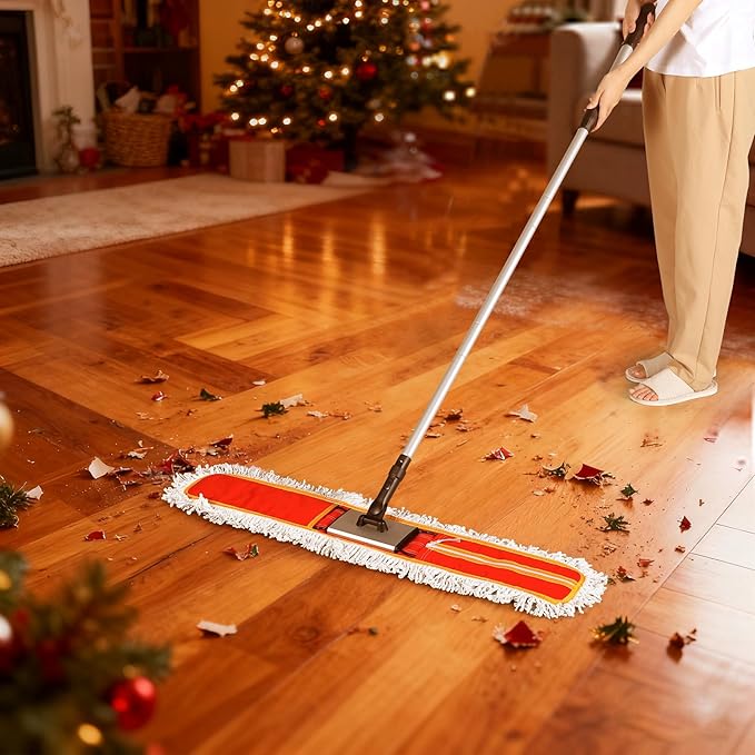 Heavy-Duty 36 Commercial Dust Mop &amp Floor Sweeper - Extra Wide Wet/Dry Hardwood Floor Cleaner with 59 Long Handle Washable Microfiber and Oxford Mop Pad