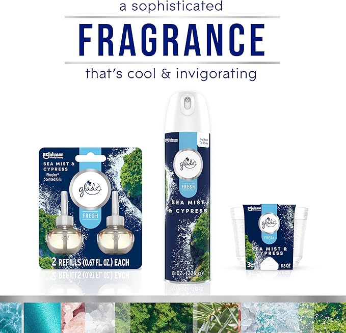 Glade Air Freshener Room Spray Sea Mist &amp Cypress Odor Fighting to Deliver Long Lasting Freshness 8 Oz 6 Count