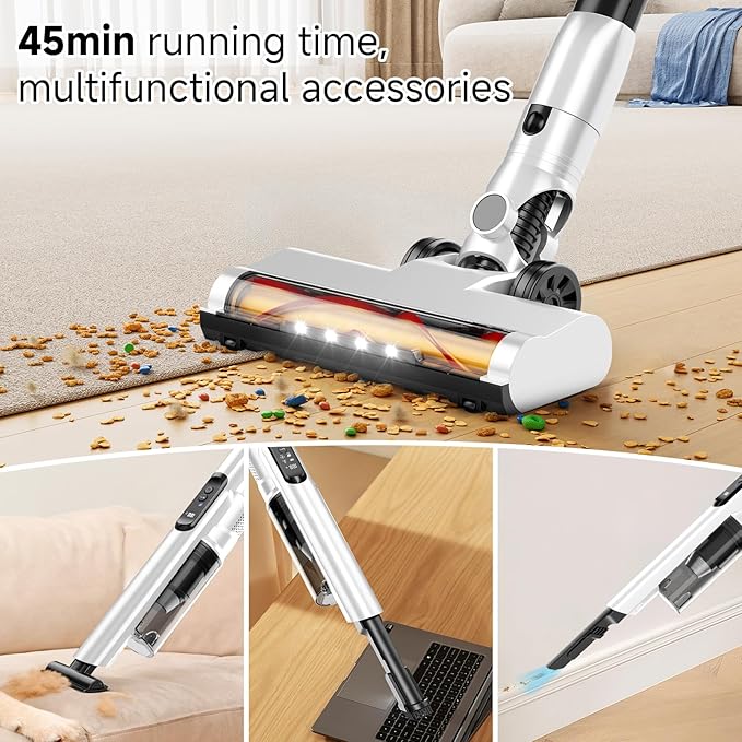 Cordless Stick Vacuum Cleaner with Auto Empty System Self-Charging Base Powerful Suction for Pet Hair on Carpet &amp Hardfloor Lightweight Anti-Tangled Handheld Vacuum HEPA Filtration Black