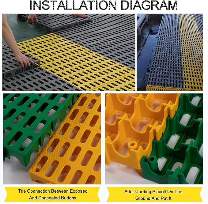 Trench Drainage GrateDrain Covers OutdoorDrainable Interlocking Floor Tile Modular Tiles 40x80x5cm Multicolor Pack Of 4(Black)