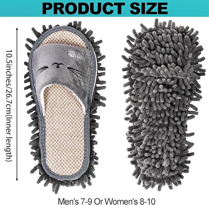 Bekith 4 Pairs Washable Mop Slippers Detachable Microfiber Cleaning Shoes for Women Men Home Office Floor Dust Dirt Clean Medium