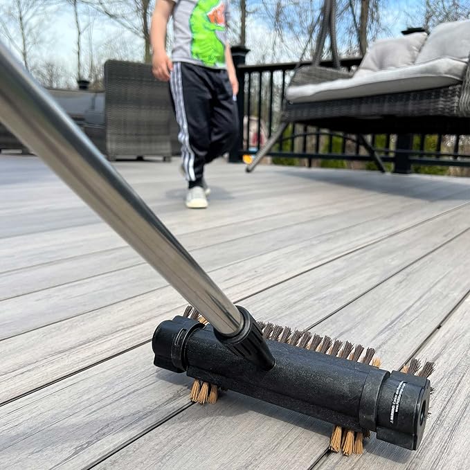 CD1601 Outdoor Patio Scrub Brush – Heavy-Duty Stiff Bristles with Telescopic Aluminum Handle – Ideal for Decks Patios Concrete and Garage Floors