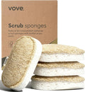 Vove Scrub Sponges 4 Pack Cellulose &amp Cotton with Natural Loofah Eco-Friendly Loofah Dish &amp Kitchen Sponges Bathroom Scrubbing Pads FSC-Certified Packaging