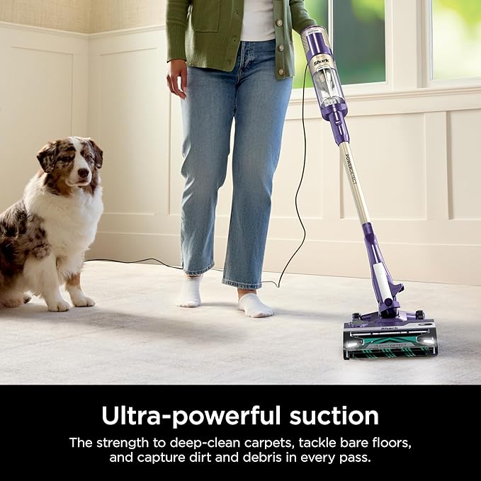 Shark POWERDETECT Ultra-Light Corded Stick Vacuum with DuoClean Technology Self-Cleaning Brushroll for No Hair Wrap Anti-Allergen Complete Seal and Odor Neutralizer Technology HZ4002