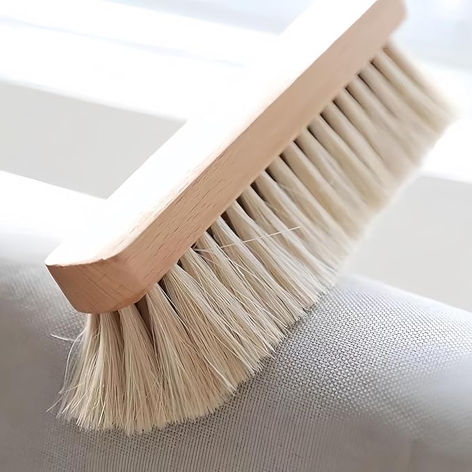 Horsehair Hand Brush Soft Bristles for Woodworking Car Detailing Furniture Beech Wood Handle 12 Inch Long (2pcs)