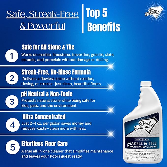 Black Diamond Stoneworks Ultimate Grout Cleaner with Brush + Marble &amp Tile Cleaner (2-Pack) – Safe for Natural Stone Acid Free Deep Cleans Grout Restores Shine to Marble Granite Travertine &am